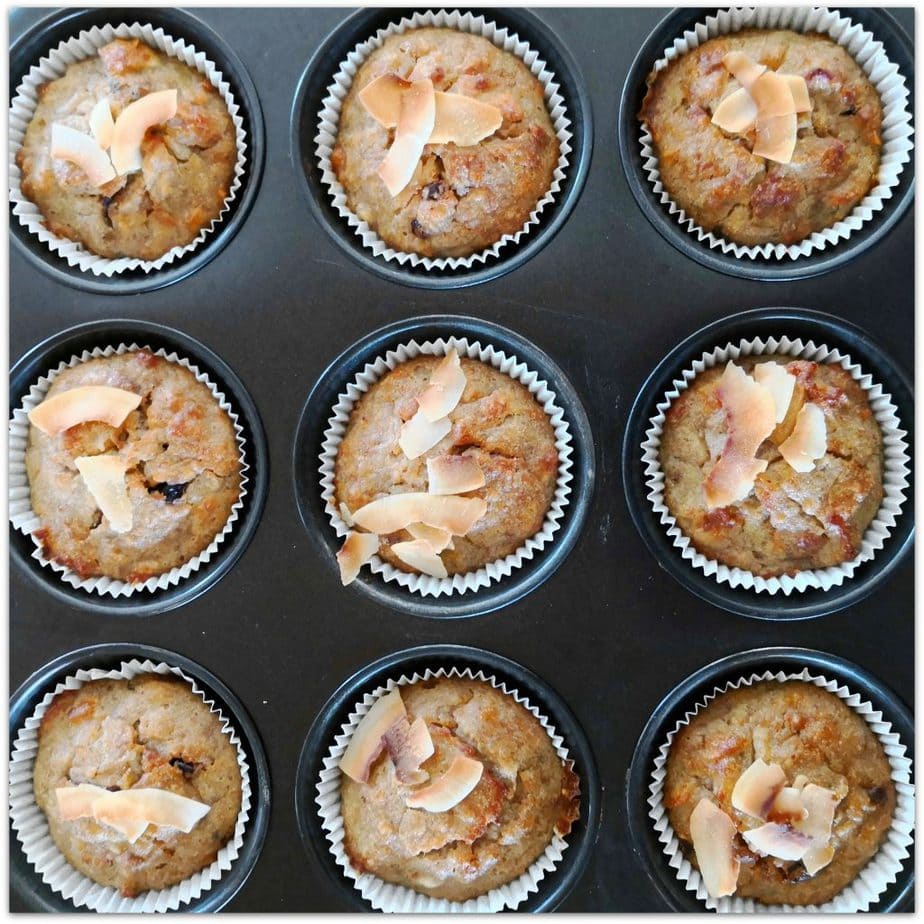 Sweet without sugar - Bananen Kokos Muffins - Cupcake Hexerl